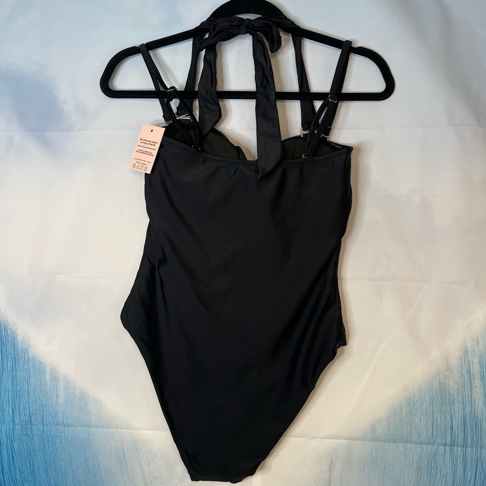CAINTOO OnePiece Swimsuit Halter Neck, Straps Adjustable Removable M Black - Picture 3 of 12